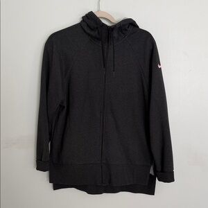 Nike Charcoal Hoodie with Pink Logo